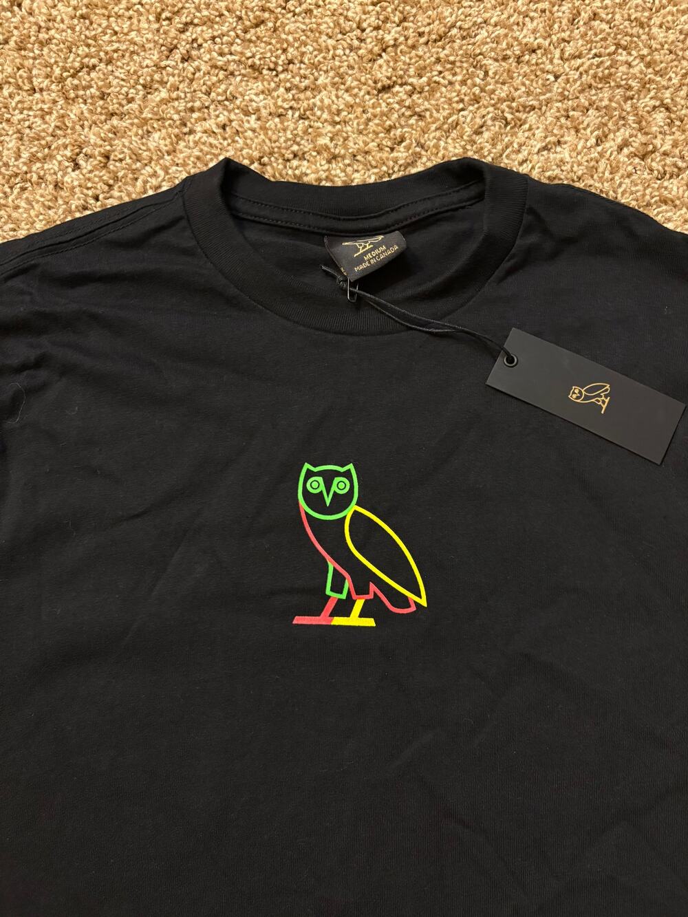 NWT Drake October's Very Own OVO Rasta Owl T Shirt Womens Size Medium Black